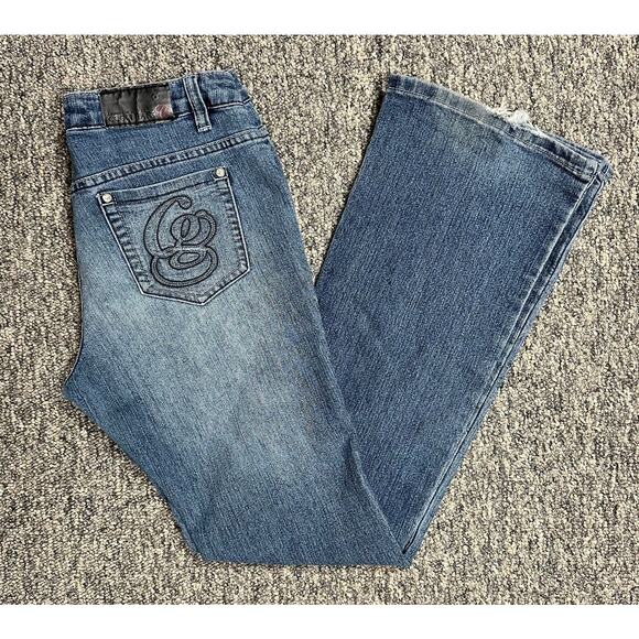 COOGI Vintage Low Rise Logo Pocket Boot Cut Denim Jeans Sz 7/8 | 28" Waist - Picture 2 of 10